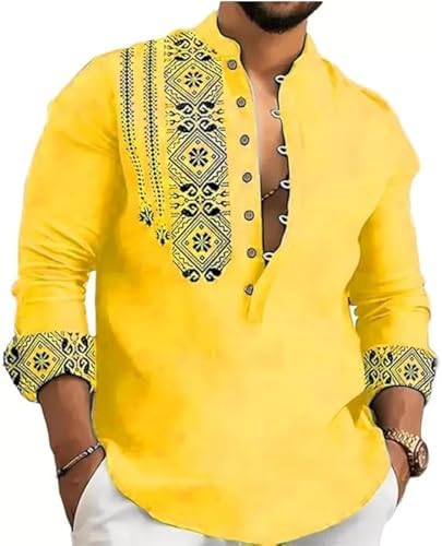 DEELMO Men's Cotton Blend Mandarin Collar Self One Design Full Sleeve Casual Short Kurta