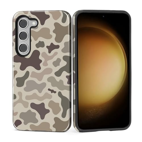 ZHEGAILIAN Case for Samsung Galaxy S23,Shockproof Hard Shell + Soft Silicone 2 in 1 Hybrid,Shockproof Bumper Drop Protective Vintage Camo Camo Hunting