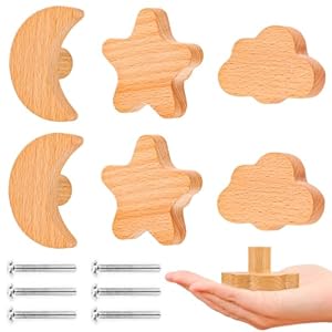 AKONE 6 Stück Holz Möbelknöpfe Kinder