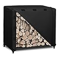 Easy-Going 4 Feet Outdoor Log Rack Cover Durable Waterproof Weatherproof Firewood Cover with Openable Front Flap, Cover ONLY (48"x24"x41", Black)