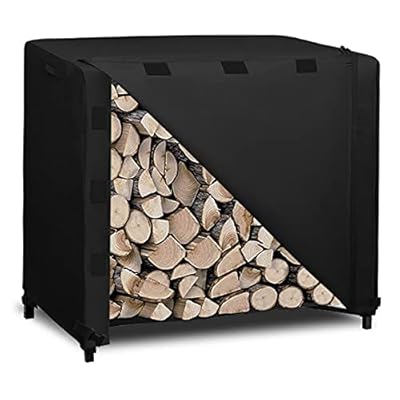 Easy-Going 4 Feet Outdoor Log Rack Cover Durable Waterproof Weatherproof Firewood Cover with Openable Front Flap, Cover ONLY (48"x24"x41", Black)