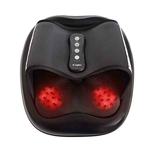 Zyllion Shiatsu Foot Massager Machine - Kneading, Acupuncture, and Compression Heated Feet Massage for Neuropathy, Plantar Fasciitis, Chronic Pain, Tired Muscles