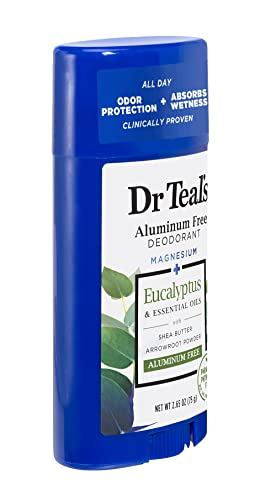 Dr Teal's Aluminum Free Deodorant Stick For Unisex Eucalyptus & Essential Oils, 75g | Paraben & Phthalate Free Roll On for for Odour Protection & Absorbs Wetness