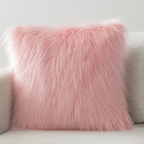Image of Phantoscope Decoractive New Luxury Series Merino Style Pink Fur Throw Pillow Case Cushion Cover 18 x 18 45cm x 45cm by PHANTOSCOPE