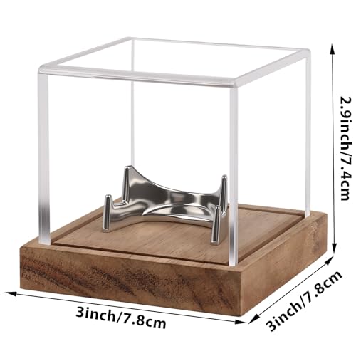 Image of Hooqict Coin Display Case Clear Acrylic Military Challenge Coin Case Display Box UV Protected with Wood Base & Alloy Holder Single Stand for Collectors Medal Poker Chip Collectibles