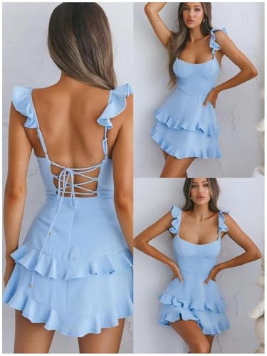 Noras dress Satin Ruffle Tiered Homecoming Dresses for Teens Short 2025 V Neck Prom Cocktail Dress NB2522