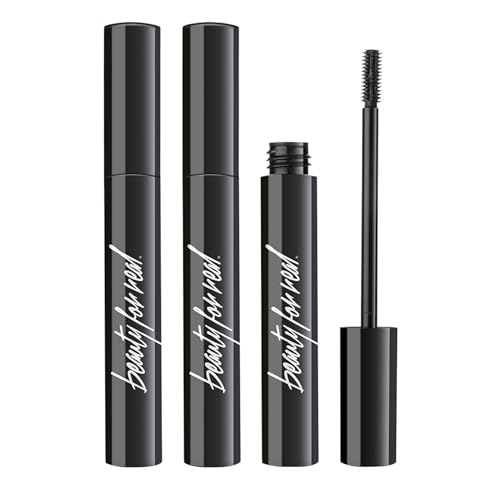 Beauty for Real Hi-Def Mascara, Just Black - Set of 3 - Defining & Volumizing Lash Definer - Humidity & Smudge Proof - Micro Brush Ensures Versatile Application - 2.3 oz