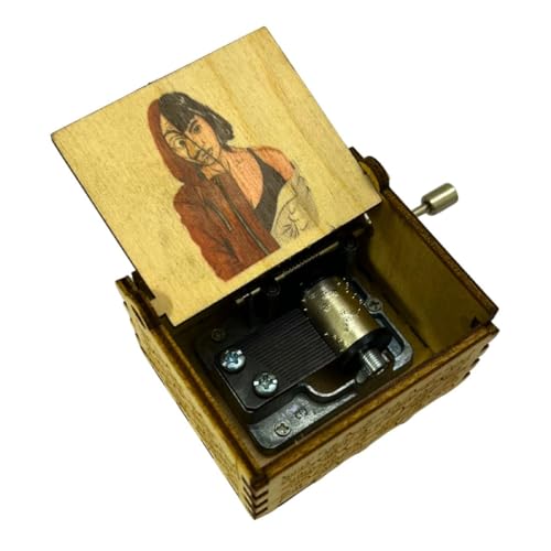 Image of Zesta Money Heist Wooden Musical Box Gift | Vintage Music Crank Mini Collectible for Girlfriend, Boyfriend, Husband, Wife | Unique Musical Gifts for Music Lovers | Classic Wooden Box