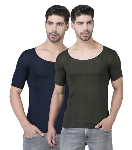 Image of Dollar Lehar Men Combed Cotton Round Neck with Sleeve Vest -Colour May Vary