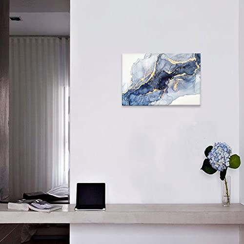 Wall Decor For Living Room Blue Bathroom Decor Blue Natural Luxury Abstract Fluid Art Painting Modern Office Decor Blue Decor For Bedroom Abstract Artwork For Home Walls Blue Wall Pictures 16X24Inch #TOP5