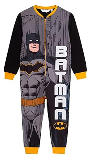 DC Comics Pijama de Batman para niños, de Forro Polar, Todo en uno, con Cremallera, Negro, 4-5 Years | Ya disponible en tu tienda friki favorita! En mundofriki.es!