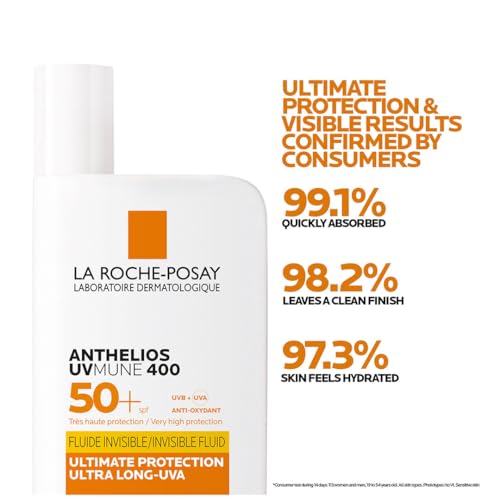 Image of La Roche-Posay Anthelios UVMUNE400 Invisible Fluid SPF50+ Sunscreen, 50ml (Pack of 2)