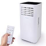 Compact Freestanding Portable Air Conditioner - 10,000 BTU Indoor Free Standing AC Unit w/ Dehumidifier & Fan Modes For Home, Office, School & Business Rooms Up To 300 Sq. Ft - SereneLife SLPAC105W