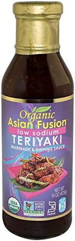 Asian Fusion Low Sodium Teriyaki Sauce, 15 Ounce - Non-GMO, Organic Certified, Kosher & Gluten Free