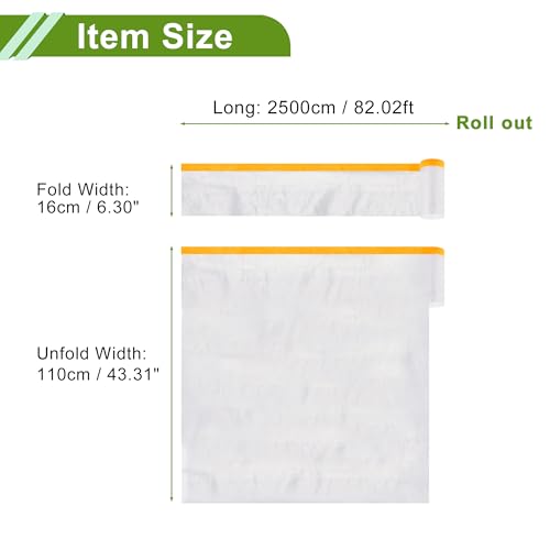 Image of Pre-Taped Masking Film Plastic Cover PE Film Natural Fiber Material 1 Pc 2500x110cm / 82.02ftx43.31 inch White Orange