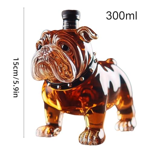 Bouteille de whisky bouledogue français : carafe à alcool décorative originale pour bar maison