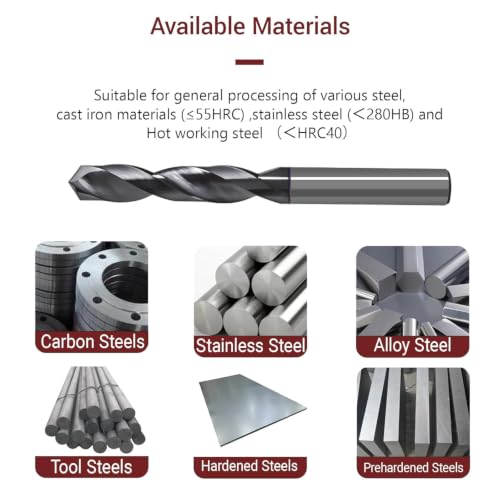Image of Carbide Drill Bit Set : Max 700 Holes for Hardened Steel 1 /16 3 /16 1 /8 1 /4 | Stainless steel, Hot Wroking Steel, TiAlSi Coating, 135 Point Angle, Only for Drill press & CNC