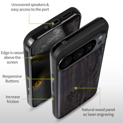 Coque bois Google Pixel 9 Pro de qualite premium et gravure artistique