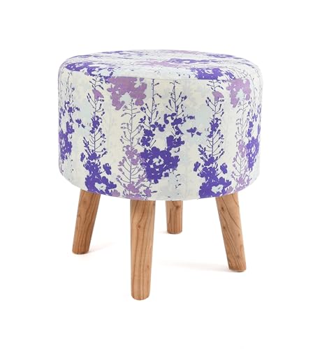 Image of NACIA Space-Saving Ottoman Pouffe Stool - Multi-Purpose Design for Seating & Footrest - Elegant Upholstery & Durable Frame - Ideal for Living Room, Bedroom, or Office, 18 inch White Leaf