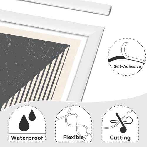 JSIWOTH 3M Selbstklebende Zierleisten & Wandleisten, Weiß Flexible PVC Abdeckleisten, Kantenschutz für Fenster, Türen, Spiegel, Küchenrückwand & Möbel(B:1 cm, D:0,25 cm)