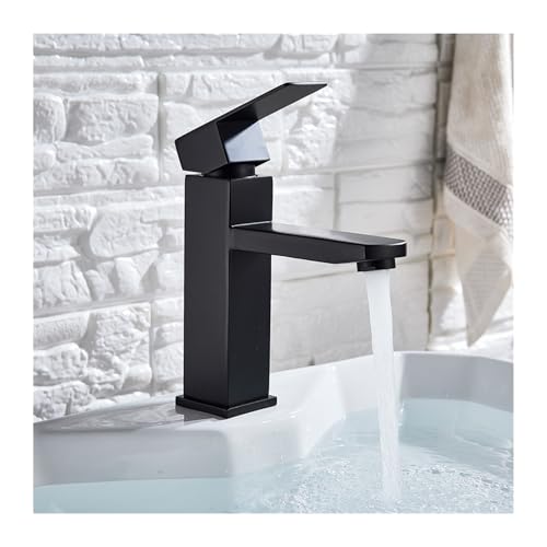 Mitigeur de salle de bain noir mat court pour installation sur comptoir