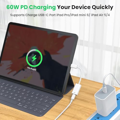 Image of ZORBES Type C to Lighting Adapter for iPhone 15, Type C Male to Lighting Female Cable Adapter, PD 27W Fast Charger Support, for Phone, Pad, Laptop Connectivity