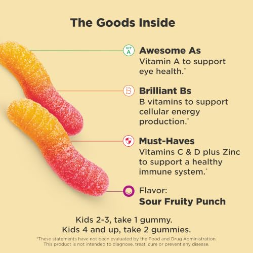 Image of OLLY Kids Multi Gummy Worms, Overall Wellness & Immune Support - 100 Count (Pack of 12)