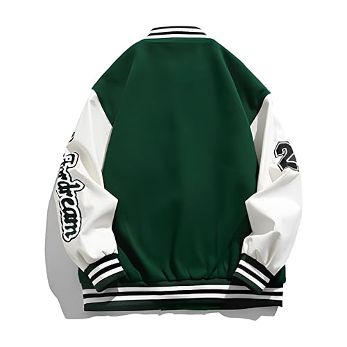 Crazyfire Mens Varsity Letterman Jackets: Vintage Streetwear Baseball Bomber Jacket for Men Women Casual Leather Sleeves Coat