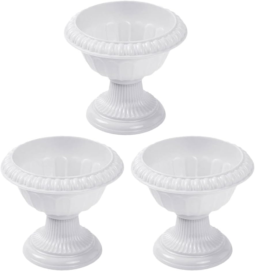 Housoutil 3pcs Urn Planter Vase Rustic Urn Planter Vase Bowl Pot Classic Traditional Roman Pillar Pot Column Statue Garden Pathway Urn Tall