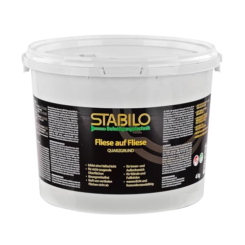 Stabilo Befestigungstechnik Fliese auf Fliese Quarzgrund 4kg | Fliesengrundierung, Grundierung für Wand- und Bodenfliesen im Innen & Außenbereich Stabilo Befestigungstechnik Fliese auf Fliese Quarzgrund 4kg | Fliesengrundierung, Grundierung für Wand- und Bodenfliesen im Innen & Außenbereich
