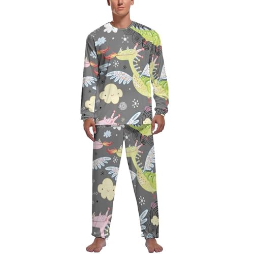Pyjama homme haut et bas de pyjama manche longue pantalon dragon