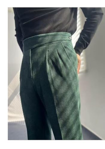 Men's Corduroy Trousers Straight Classic Fit Flat Front Expandable Waistband Pant4