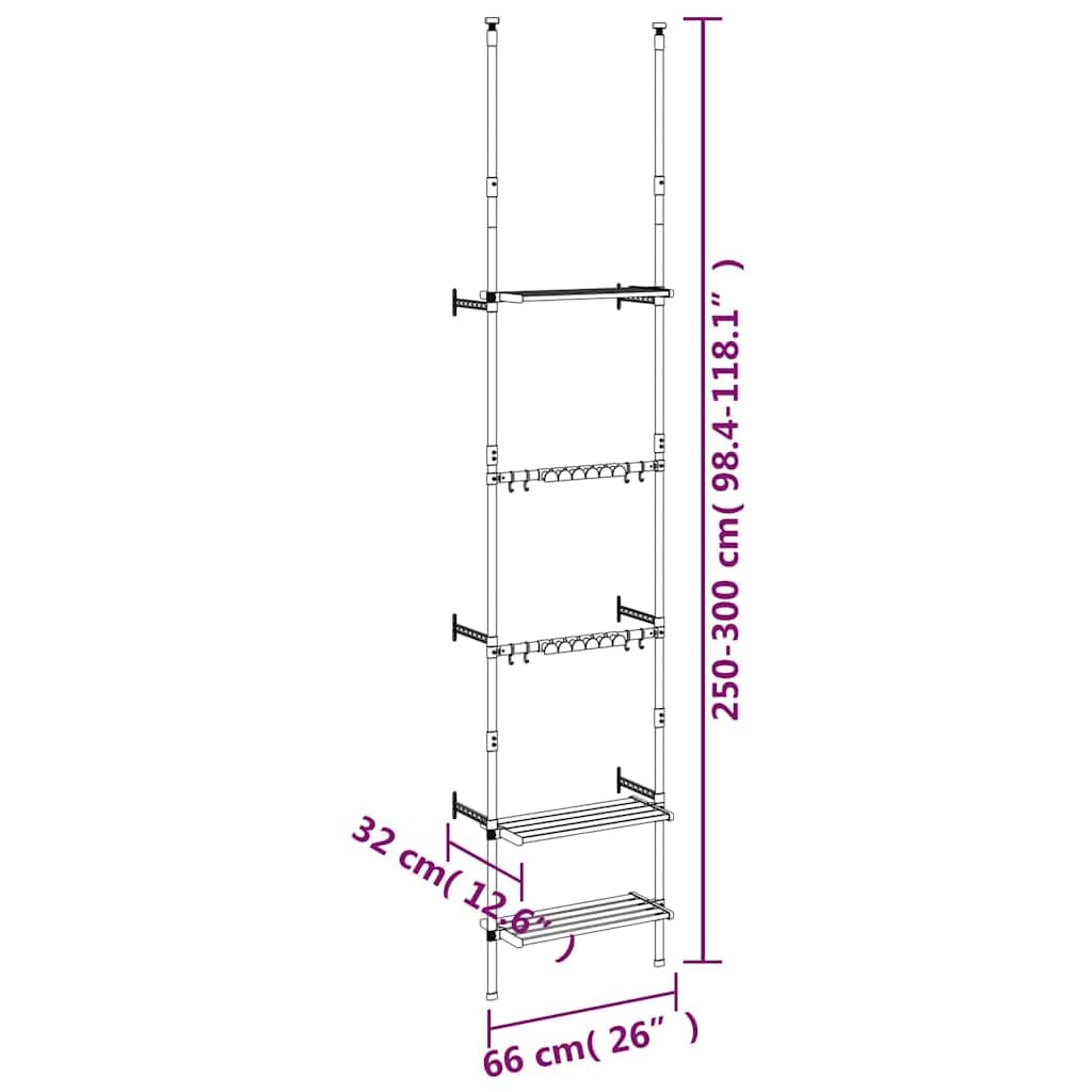 Teleskop-Gartenregal aus Aluminium mit 3 Ebenen, silberfarben