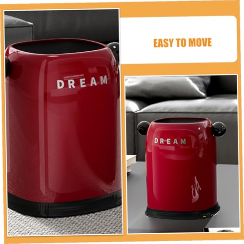 Caneca de basura plástica roja sin tapa grande miniatura 3