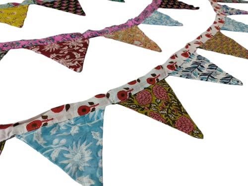 Klavate Colorful Fabric Bunting Banner Prop Wedding Decoration Handmade Bunting Garden Decoration,Cotton Prayer Flags Door Valance Wall Hanging, 7.5 Inch Width X 7.5 Length #TOP1