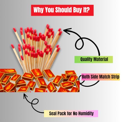 Image of (Pack of 50 Match Box x 50 Sticks) Premium Wooden Matchsticks for Home & Kitchen | Safety Match Sticks for Candle & Puja | Household Match Box| Fire Starter Matches | Outdoor Kitchen Camp Matchsticks