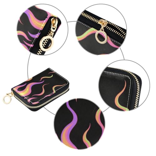 Flowing Fire Giraffe Colorful leather card holder wallet for men with Cion Purse RFID Blocking small credit card holder for women with zipper3