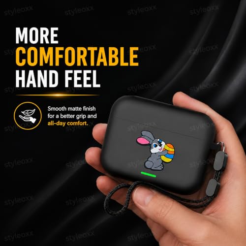 Image of Anvique Silicone Case Cover for Realme Buds T500 Pro, Shockproof Protective Earbuds Cover with Keychain Hook, Anti-Scratch Soft Silicone Skin, Full Body Protection Case (Rabbit Lanyard)