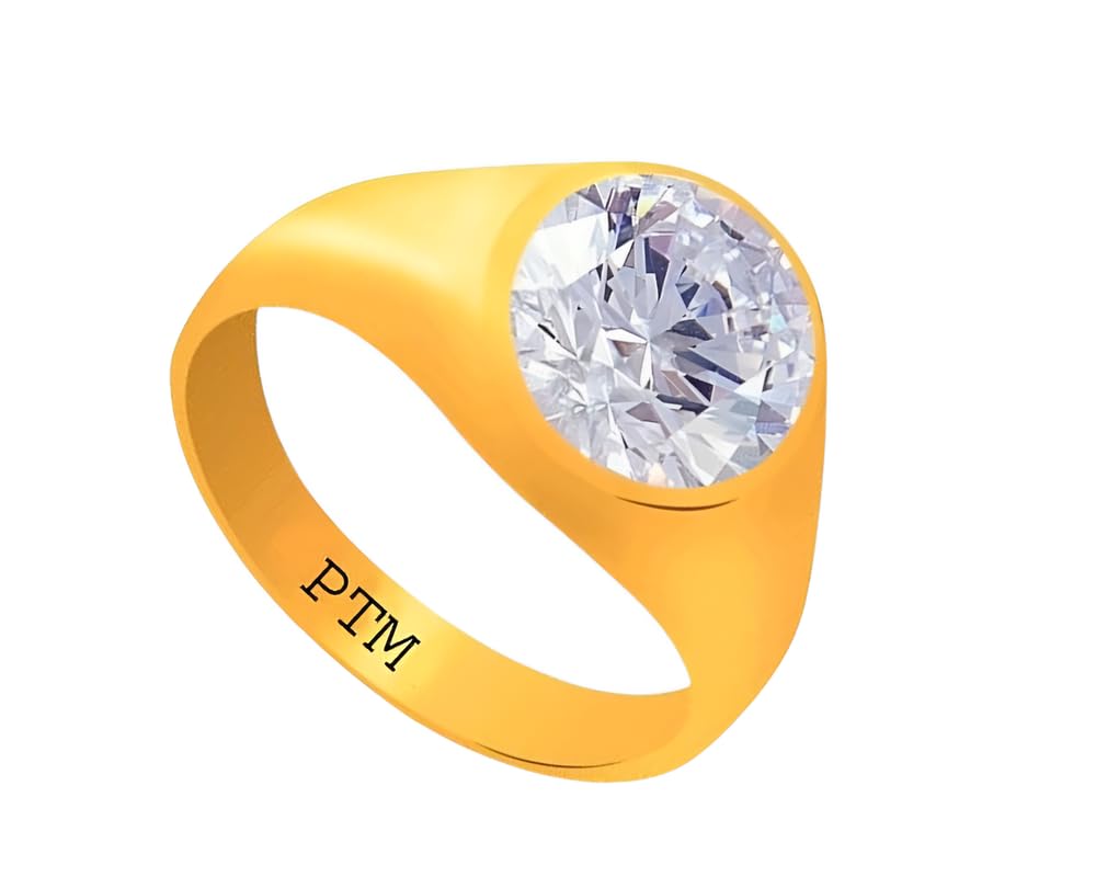 ptm Panchdhatu (5 Metals) Zircon (American Diamond) 3.25 Ratti to 10.25 Ratti or 3 Cts to 9.35 Cts Astrological Gemstone 22 K Gold Plated Ring for Men & Women-picture-40