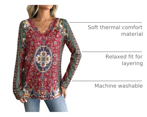 AUTOMET Long Sleeve Shirts for Women Tops V Neck Casual Top Comfortable Shirt Soft Basic Tees Women Blouses - Image 5