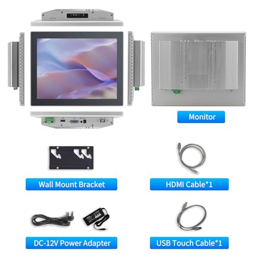 Image of 12.1 inch Touchscreen Monitor,Ratio 4:3 IPS PCAP Industrial Touch Screen Monitor with HD-MI VGA USB Port,Build-in Speakers & VESA,Touch Screen for PC,POS,Laptop,Home,RPI