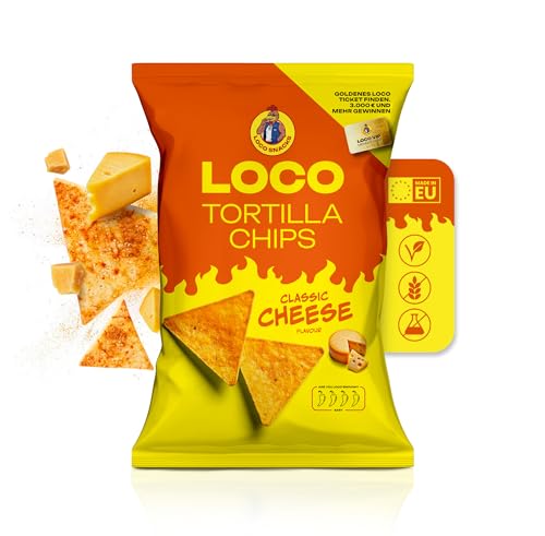 Loco Snacks® Tortilla Chips Classic Cheese Flavour (12 x 100g) von Luciano | Käse Nachos Chips Grosspackung | In der EU hergestellt | Salzige Snacks Loco Snacks® Tortilla Chips Classic Cheese Flavour (12 x 100g) von Luciano | Käse Nachos Chips Grosspackung | In der EU hergestellt | Salzige Snacks