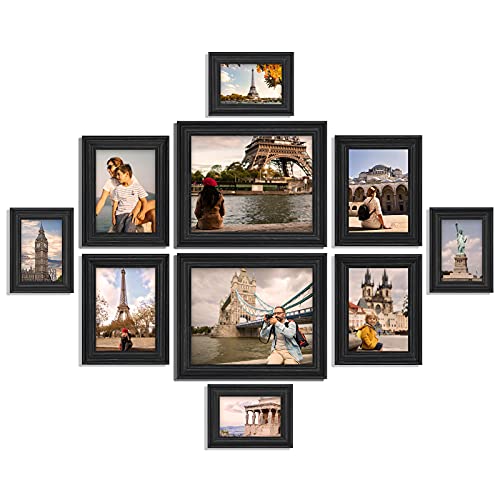 Black Picture Frames Set for Wall - 10 Pcs Wall Gallery Photo Frame for Tabletop Display and Wall Mounting Decor Include 8x10 5x7 4x6 inch