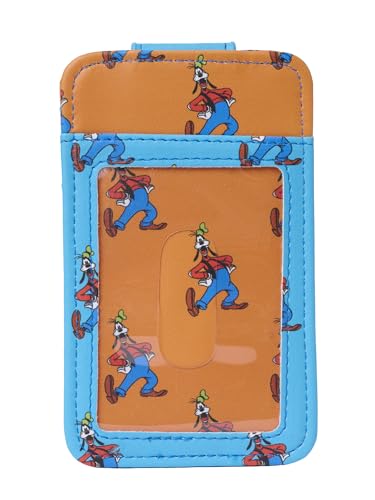 Image of Disney Goofy Card Holder Women Blue Orange Slim Wallet | Small
