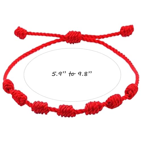 6 Pieces Red String Bracelets, Adjustable Knot String Bracelet Red Cord BraceletAmulet for Protection, Evil Eye and Good Luck2