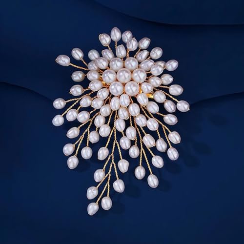 Image of Elegant Pearl Brooch Pins for Women, Brooch Lapel Pin Scarf Shawl Costume Pin Hat Bag Suit Dress Accessories CZ Pearl Brooches and Pins