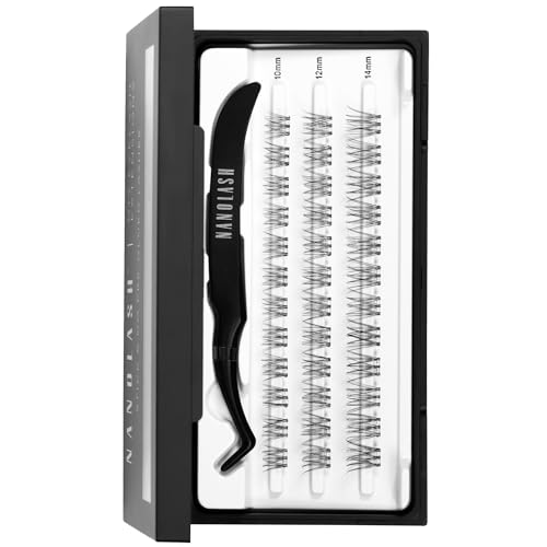 Pestañas autoadhesivas Nanolash - pre glued pestañas, pre-pegadas pestañas en racimos, DIY pestañas postizas pre glued, pestañas postizas self adhesive kit de extensión (INNOCENT)