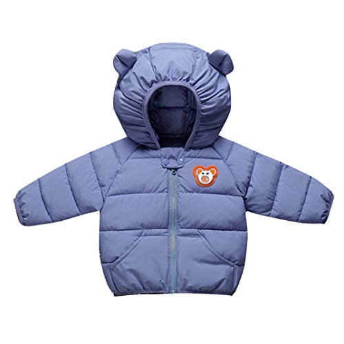 6M-4Y Winter Down Coats for Kids Baby Boys Girls Light Puffer Padded Jacket Bear Hoods Infant Outerwear(Blue,80)