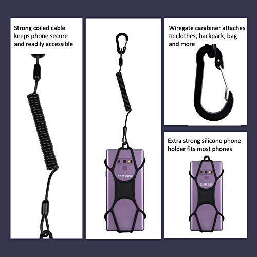 Gear Beast Rugged Lanyard Phone Holder - Coiled Strap Carabiner For Outdoors, Hiking, Travel - Compatible With Iphone 11, 12, X #TOP4