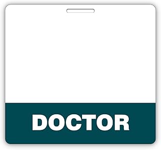 Doctor Badge Buddy – Horizontal MD ID Tag with Dark Green Bar – Double-Sided Medical Badge for Hospital & Clinic Staff